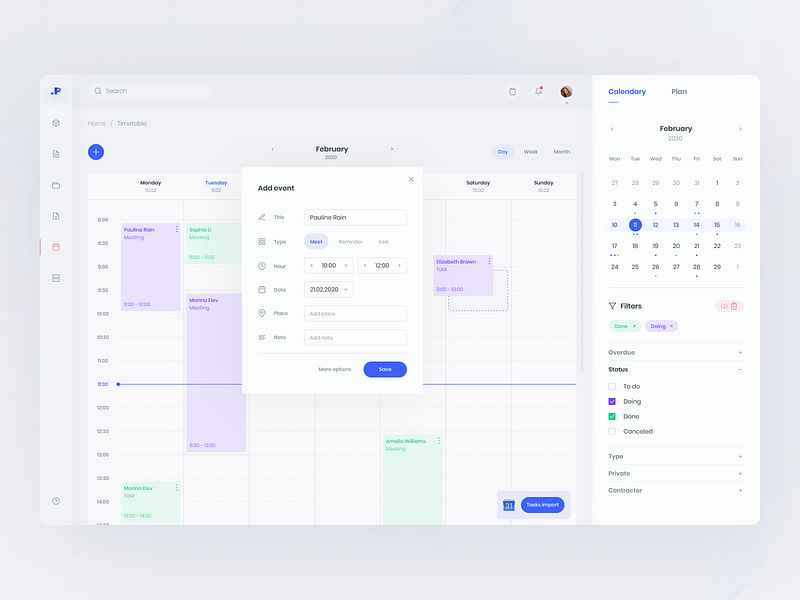 Invoice webapp - calendar by Marcin Kohut on Dribbble