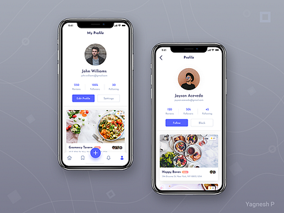 Daily UI Challenge #006 adobe xd clean daily dailyui dailyuichallange design follow me follower food food app food app ui madewithxd profile rating restaurant app review simple ui ux design uidesign uxdesign