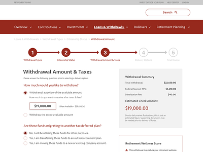 Withdrawal Amounts & Taxes design type typography ui ux web website
