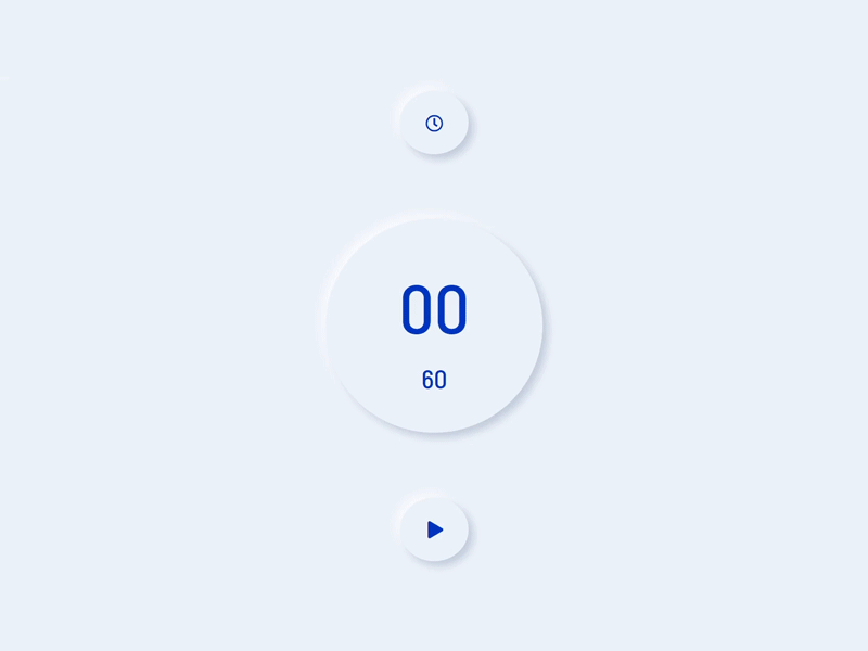 Neumorphism Concept - Timer animation app blue clean design illustration minimal neumorphism timer vector web