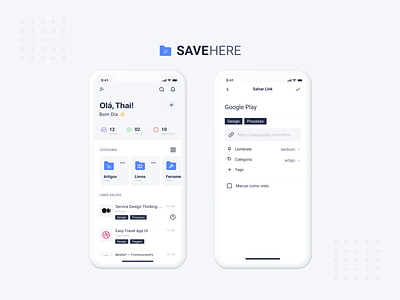 Save links - SaveHere app app design blue card design link mobile study ui ui design uidesign