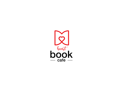 Heart Book Cafe branding design flat icon illustration illustrator lettering logo minimal typography vector