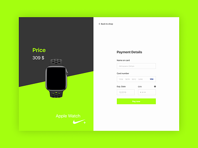 Daily Ui(Payment Page) animation apple appleproduct applewatch daily ui dailyui fashion fashiondesign flat nike payment form productdesign typography ui ux uxui vector web webanimation website