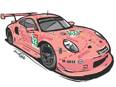 Pink Pig Porsche automotive graphic design illustration lemans porsche racing vector