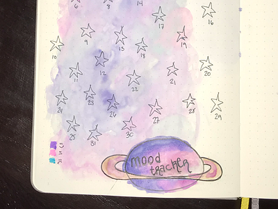 🌎 themed mood tracker bullet journal mixed media water color