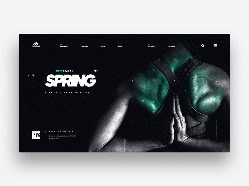 Adidas Redesign Concept - Campaign adidas black branding dark dark ui fitness minimal modern outfit redesign typography ui ux web design website