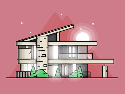 House art graphics home house pink sunset vector vectorart
