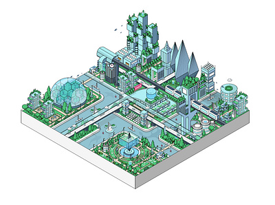 Isometric city 2d city future graphic design illustration isometric
