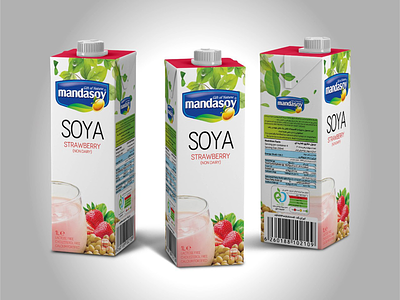 Strawberry SoyMilk ::Mandasoy:: TetraPak 1000ml package