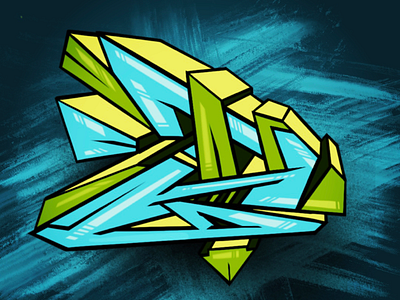 Graffiti Letter D abstract blue graffiti graphic designer green ipad pro procreate yellow