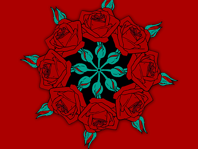 Pattern - 019 green pattern procreate red roses