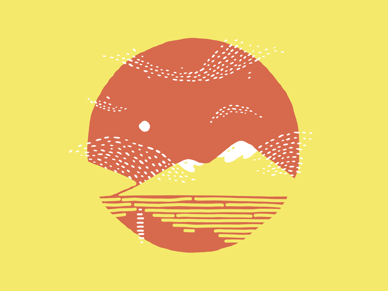 Red Sun 2d animation clouds gif gif animated illustration mountains red sunset