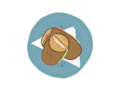 Deli Delight 2d cute food illustration illustration italian plate sandwich tasty whimsical