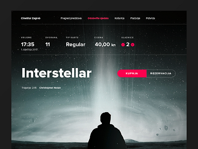 Cinema Tickets Booking / UI Challenge — Week 10 booking cinema interstellar minimalistic tickets typography visual