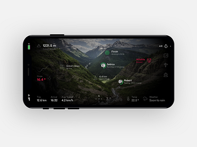 Augmented reality - Hiking app app augmented dark hiking map mobile mountain ui