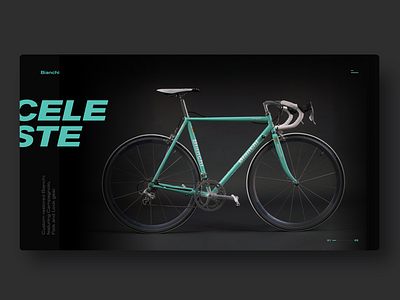 CELESTE - custom bicycle layout experiment app bicycle bike blue dark minimal presentation product slider speed