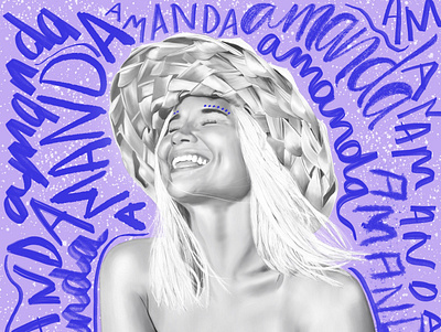 Amanda blackandwhite boho ethnic illustration lettering portrait illustration procreate surf surfer surfing sweden tribal