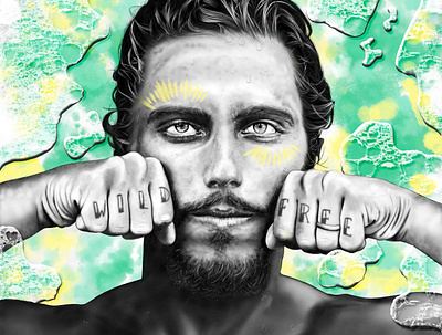 Filipe boho illustration portrait sanclemente surfart surfer surfers tiedye tribal water waterpainting