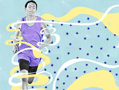 Mike american americanflag blacklivesmatters illustration portrait ribbon runner running sportillustration