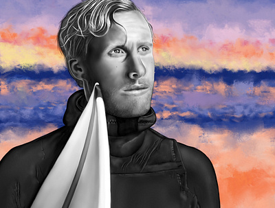 Live to Sea movie movie poster portrait portrait illustration surfer surfers surfing sweden
