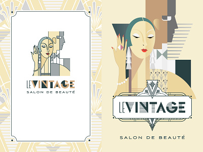 Le Vintage branding flat illustration logo typography vector