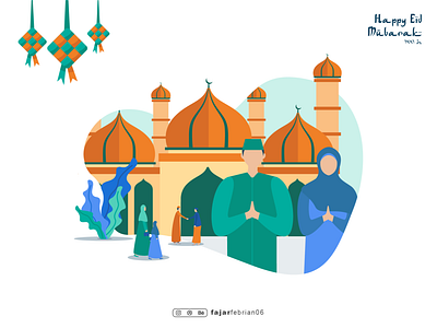 Happy Eid Mubarak animation app branding design flat graphic design graphicdesign icon illustraion illustration illustration art illustrations illustrator logo minimal typography ui ux vector web