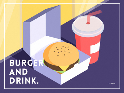 burger and drink 2.5d burger drink illustration vector