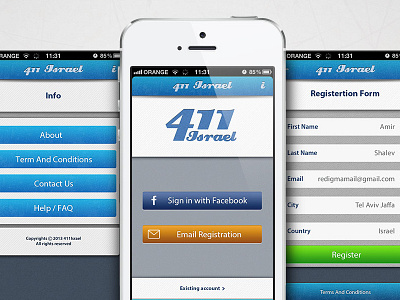 411 Israel App app design graphic ios iphone5 israel mobile redigma