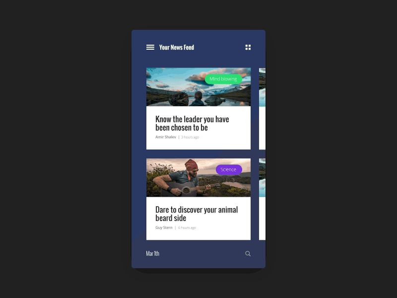 Articles news feed articles gif mobile news stories tiles ui