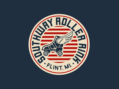 Southway Roller Rink Logo badge branding design flat graphic design graphic art icon illustration illustrator logo retro type typography vector