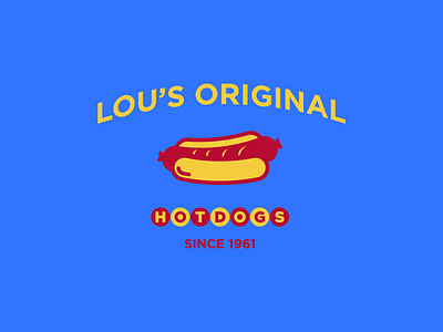 Lou's Original Hot Dogs Logo badge branding design flat graphic design graphic art icon illustration illustrator lettering logo minimal retro type typography vector