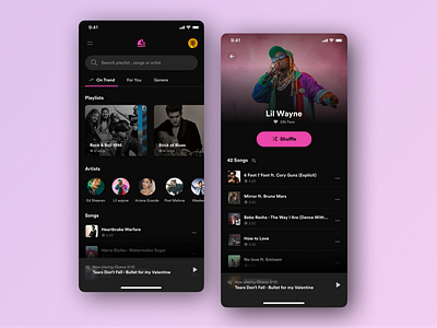 Music Player App Design - Dark Mode app concept app designer application design concept mobile app design music player app ui ui design uidesign ux designer