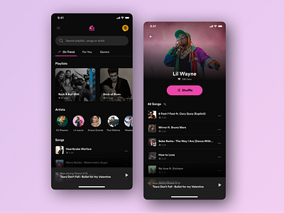 Music Player App Design - Dark Mode