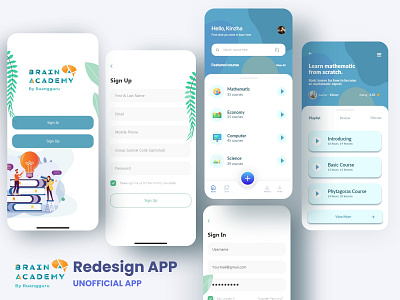 E-Course by Brain Academy Unofficial App android app branding creative app design design inspiration illustration ios mobile app ui ui app uidesign webdesign