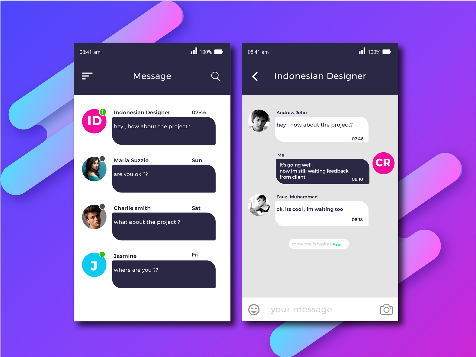Chat App Ui Design by Chris Runtuwene on Dribbble