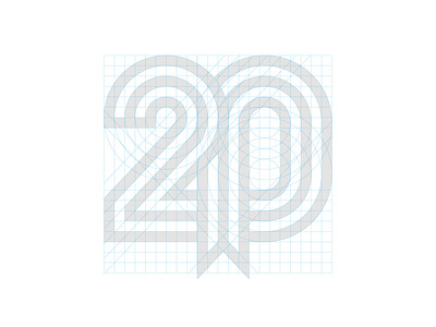 20th Anniversary Mark Gridding design geometic gridding icon logo logotype mark symbol typography vector