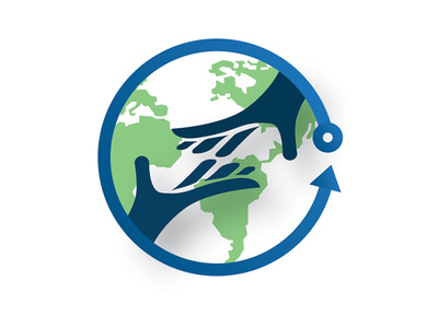 Rescue logo concept 360 blue earth hand help illustration logo rescue shadow ux