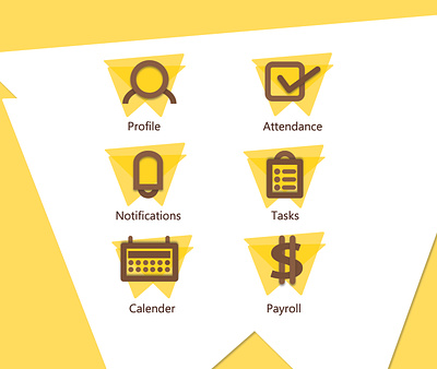 Icon set attendance calender icon icon set notifications payroll profile task user ux ux ui vector white yellow