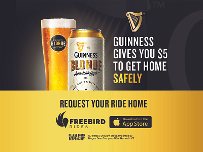 Ride home safely beer coaster dui glow guinness marketing poster uber