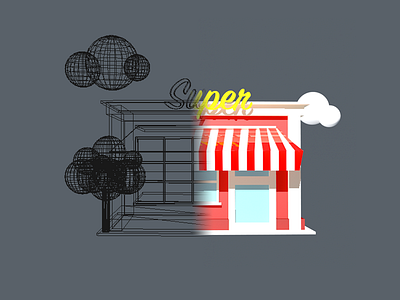 shopping mall icon c4d