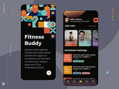 Fitness App Design Concept activity app calendar coach daily planner fitness mobile mvp online personal ronas it schedule sport streaming trainings tutorials ui ux video