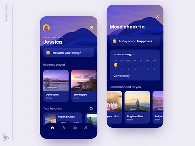 Calm App Redesign 2d animation brand design branding creative illustration meditation meditation app minimal mobile mobile app mobile app design mvp ronas it top ux ui designer typography ux ui web design website