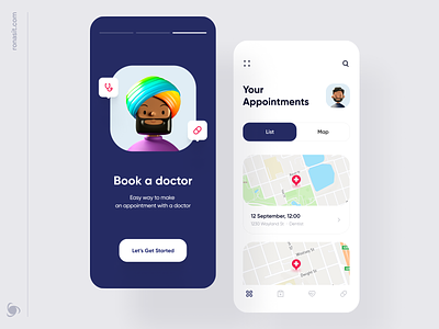 Appointment Scheduling Mobile App Design Concept app app design appointment appointment booking doctor app doctor appointment doctors health health app map mobile app mvp ronas it schedule schedule app ui ux