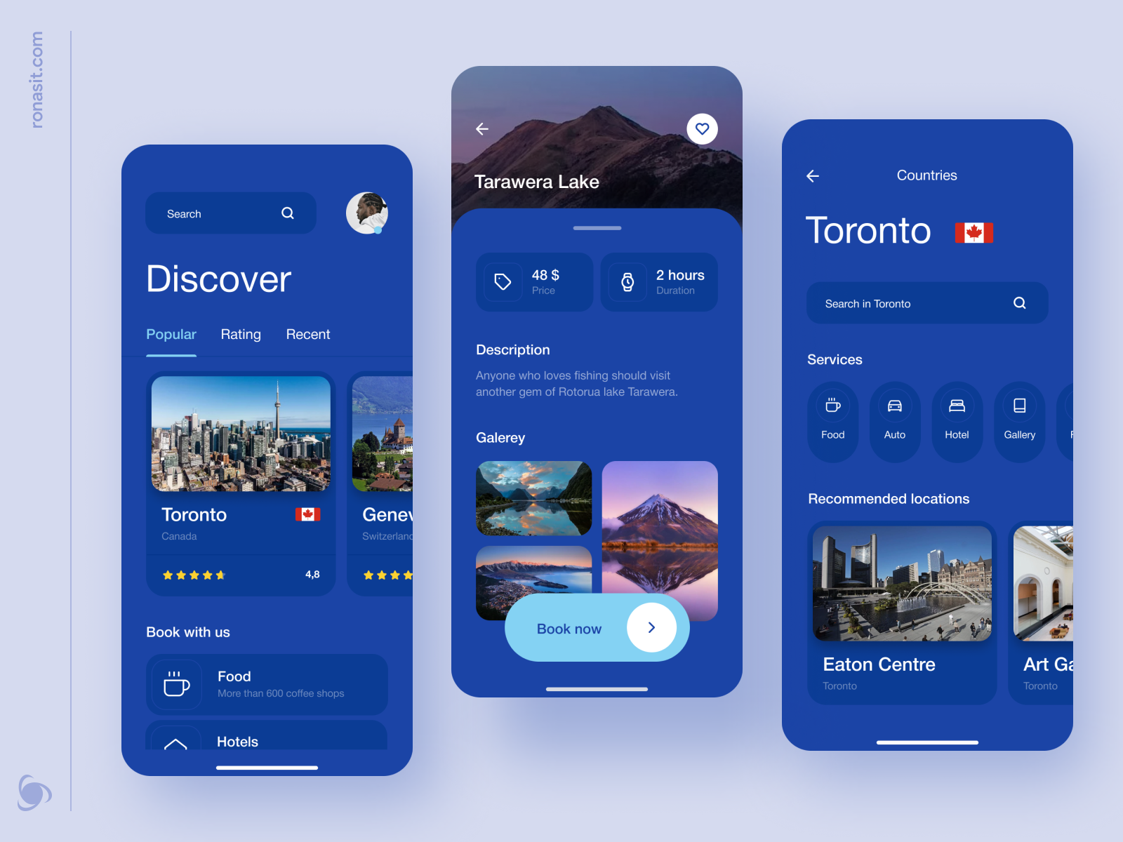 travel app interface