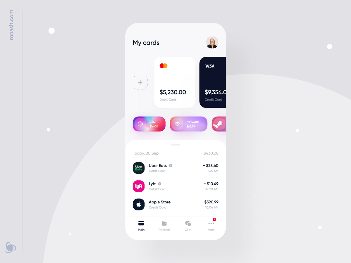 Online Banking Mobile App by Dmitry Lauretsky for Ronas IT | UI/UX Team ...