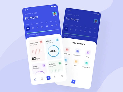 Health Tracker Mobile App activity app calendar dashboard health health app health care healthcare heart rate measure measurements medical medical app medicine medicine app mobile app mobile app design mvp ui ux