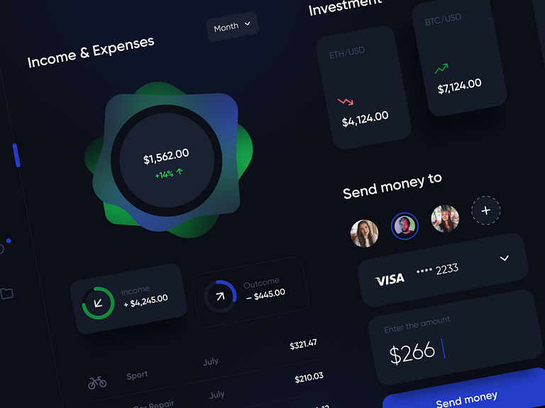 Fintech Dashboard | Dark Theme User Interface by Dmitry Lauretsky for ...