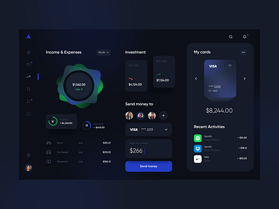 Fintech Dashboard | Dark Theme User Interface by Dmitry Lauretsky for ...