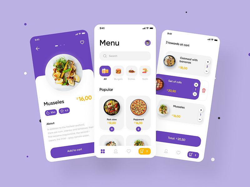 Food Delivery App by Dmitry Lauretsky for Ronas IT | UI/UX Team on Dribbble