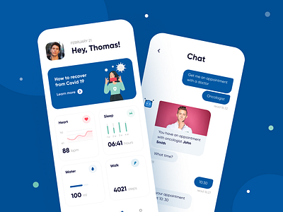 Healthcare Chat Bot app app design chat chat app chat bot chatbot covid dashboard diary health healthcare homepage medicine mobile app mobile app design mvp profile ronas it ui ux